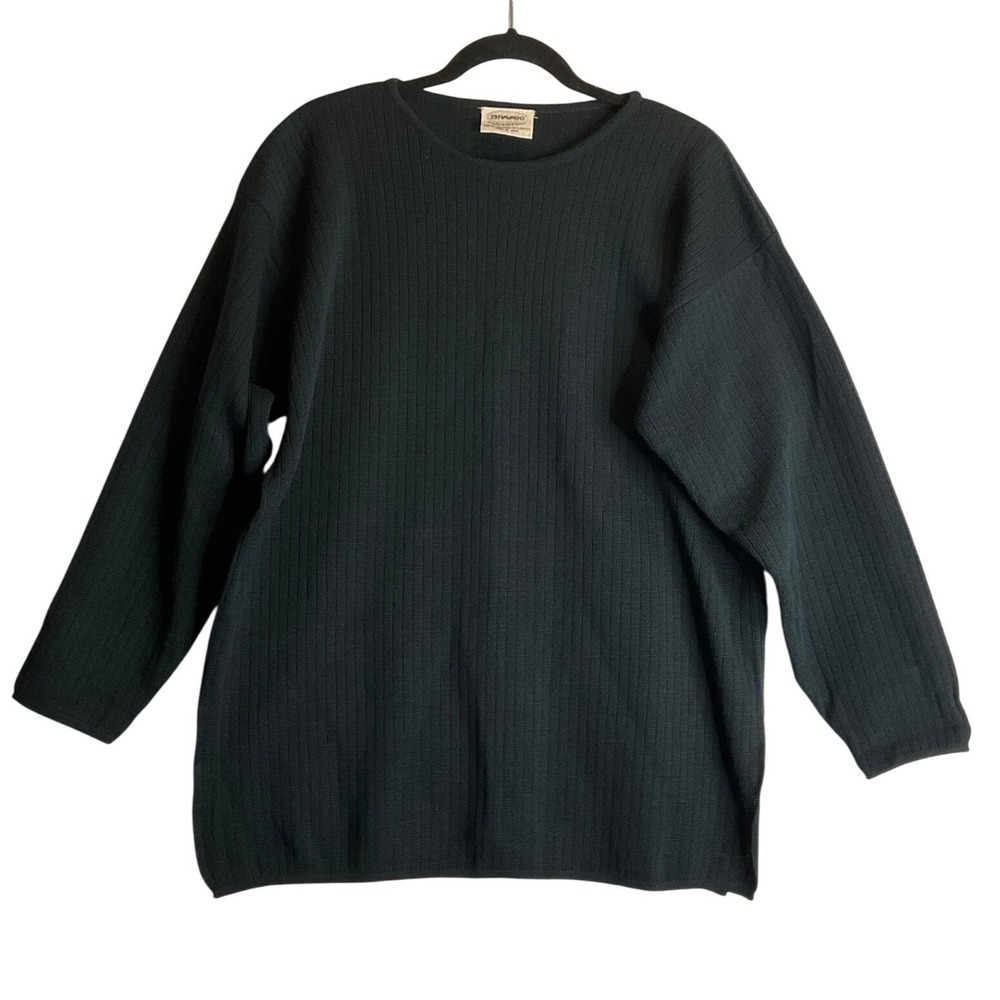Vintage Bravado Wool Blend Tunic Sweater Pullover Ribbed Minimalist Cozy L
